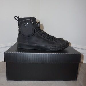 Black Prada High-Top Sneakers